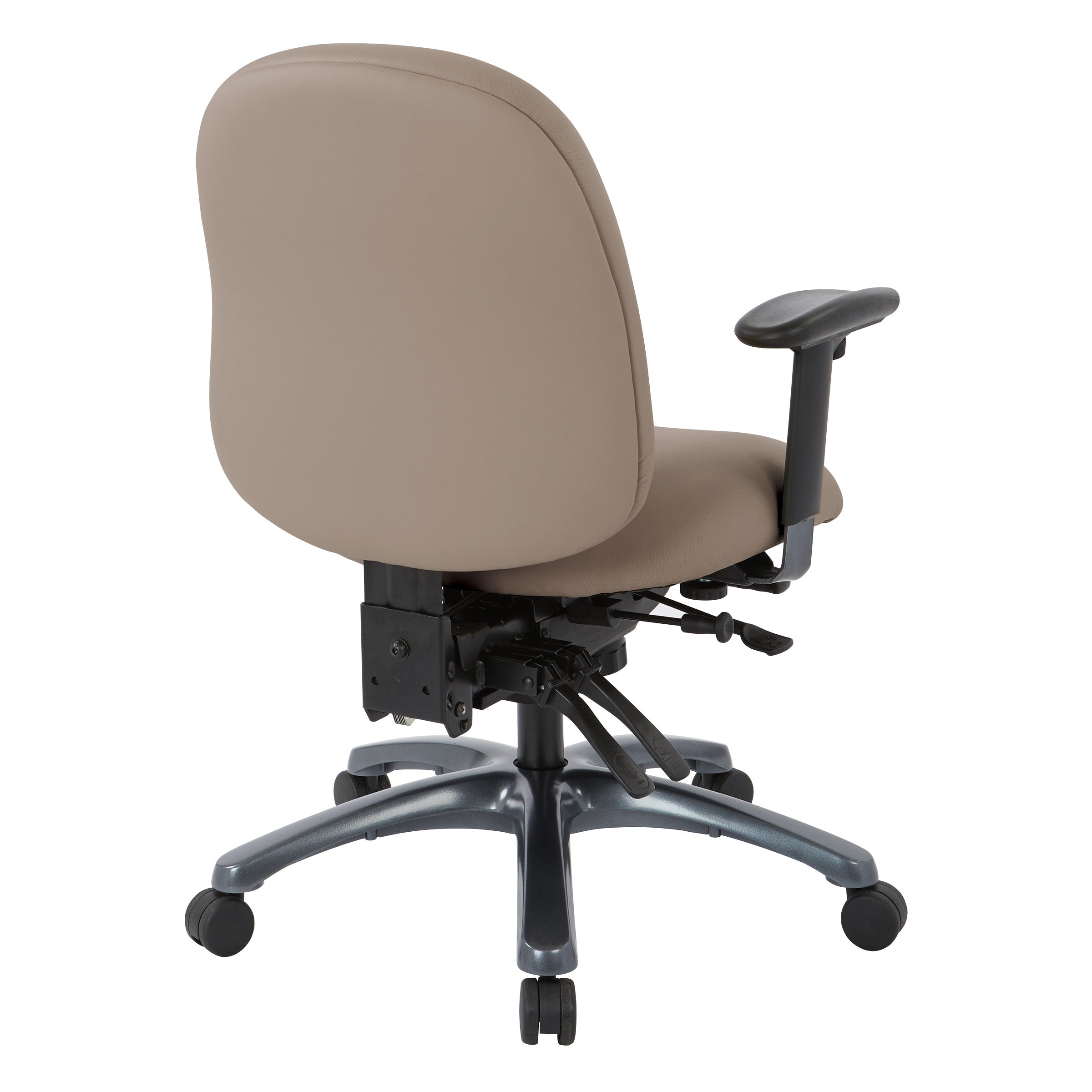 Multi-Function Mid Back Chair with Seat Slider and Titanium Finish Base